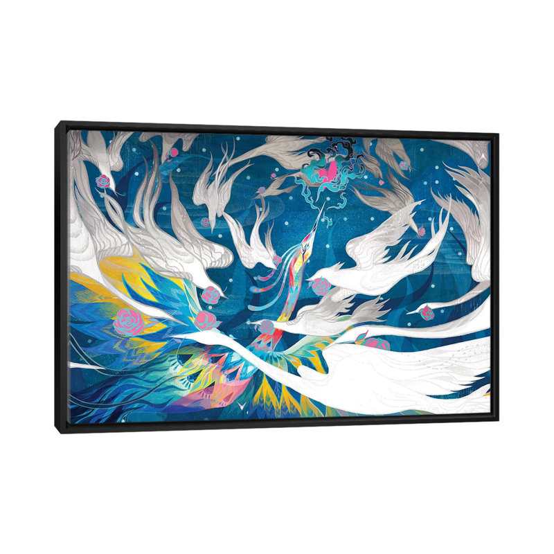 Nirvana par Sija Hong - reproduction d'art, H 18 po x l 26 po x P 1,5 po, Toile avec cadre noir, Pas de tapis