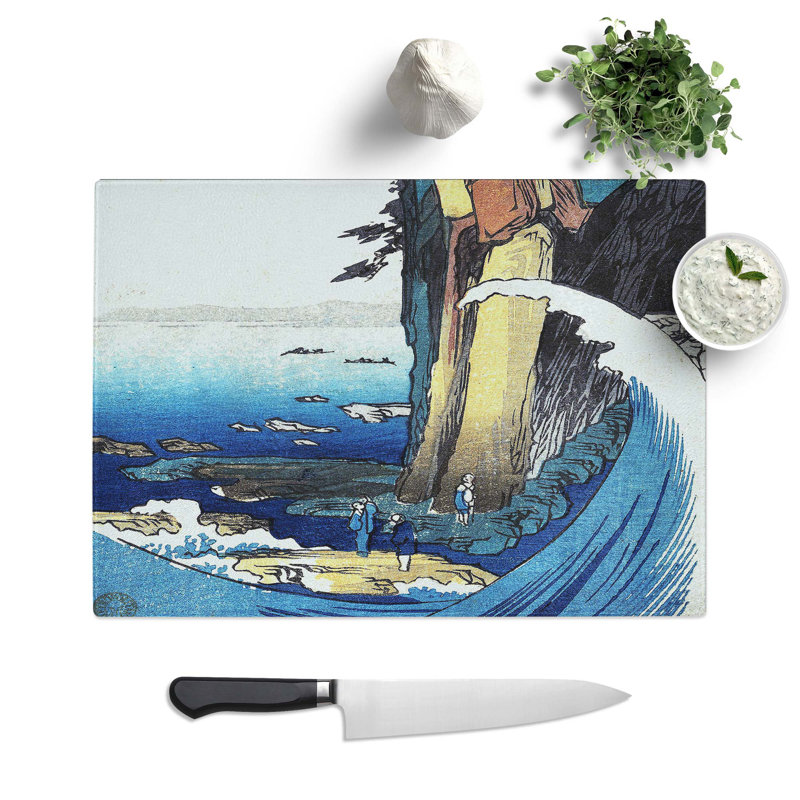 Tempered Glass Wave in Soshu by Utagawa Hiroshige Chopping Board, 28.5 cm W x 20 cm L