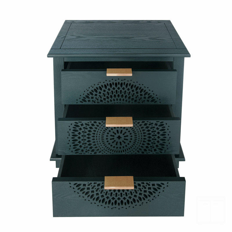 Commode 3 tiroirs avec poignées en métal