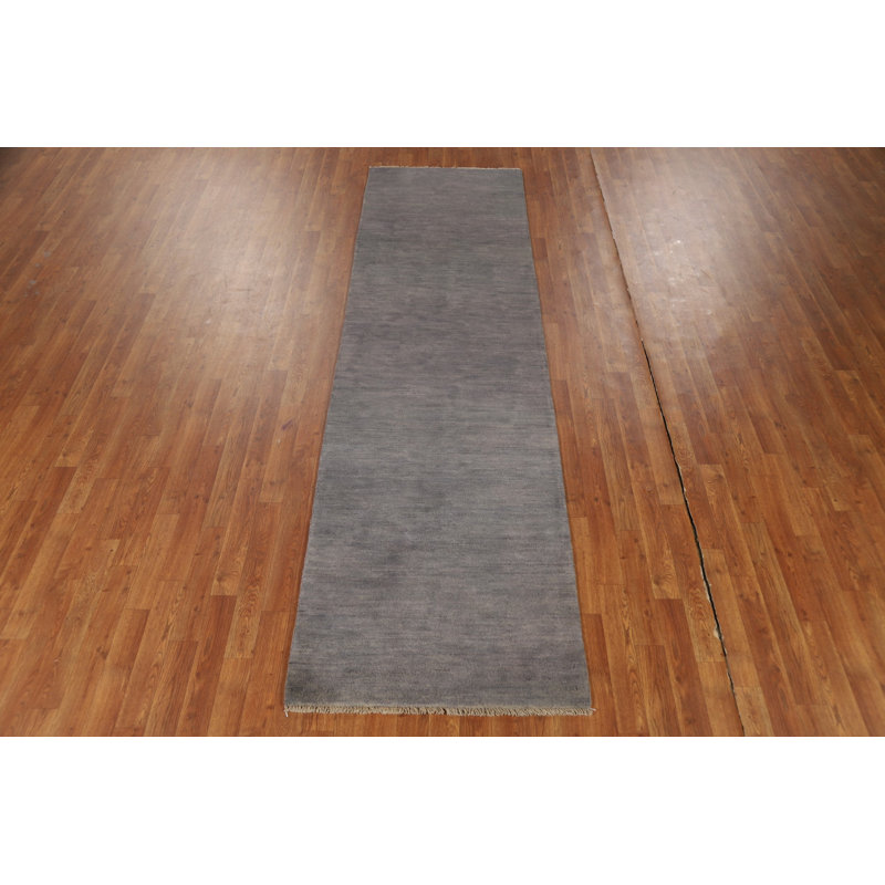 Gray Wool Gabbeh Modern Runner Rug 3x10