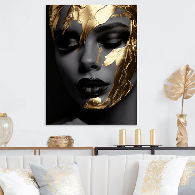 Black And Golden Woman Photo IV - Fashion Metal Art