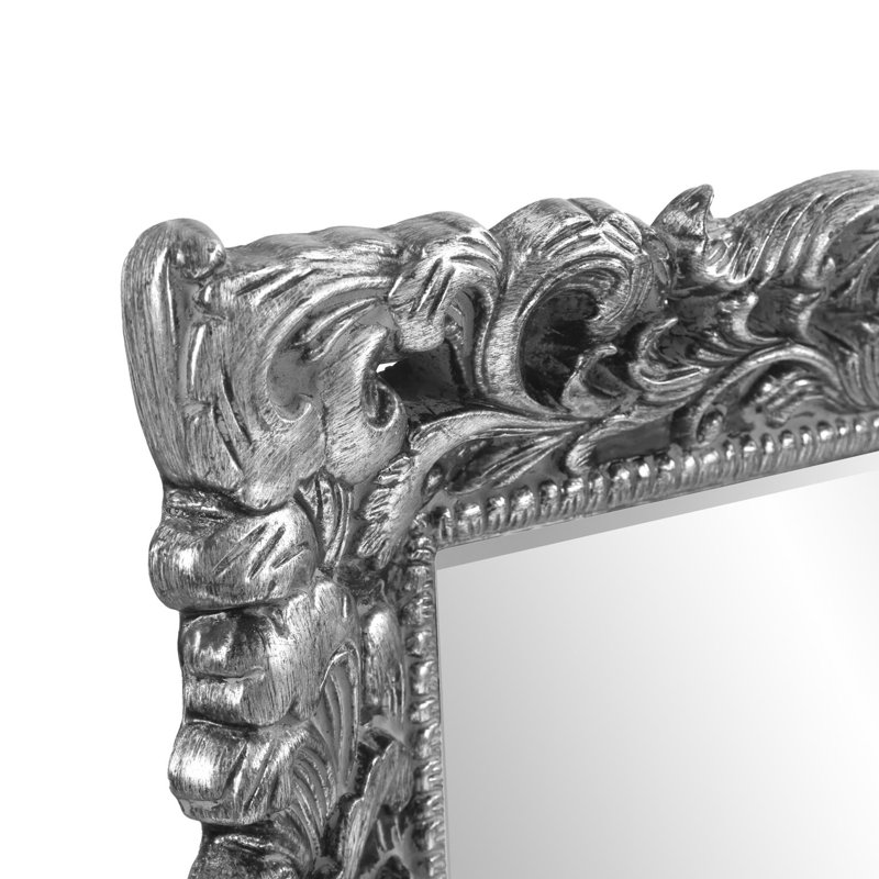 Luise Ornate Beveled Framed Accent Mirror, Nickel