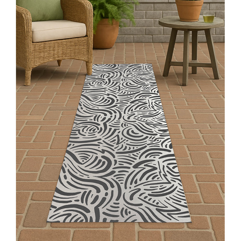 Cozy Swirl Non-Slip Outdoor Rug, Runner 2'6" x 8'