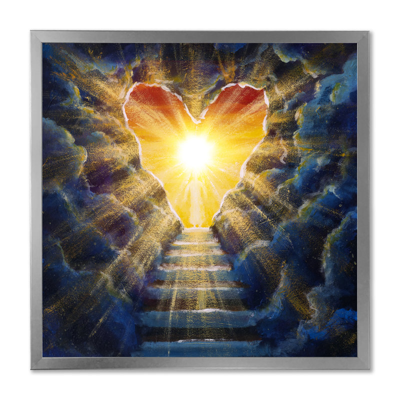 Stairway to He Heaven - Peinture, H 30 po x l 30 po x P 1 po, Impression argent sur toile encadrée