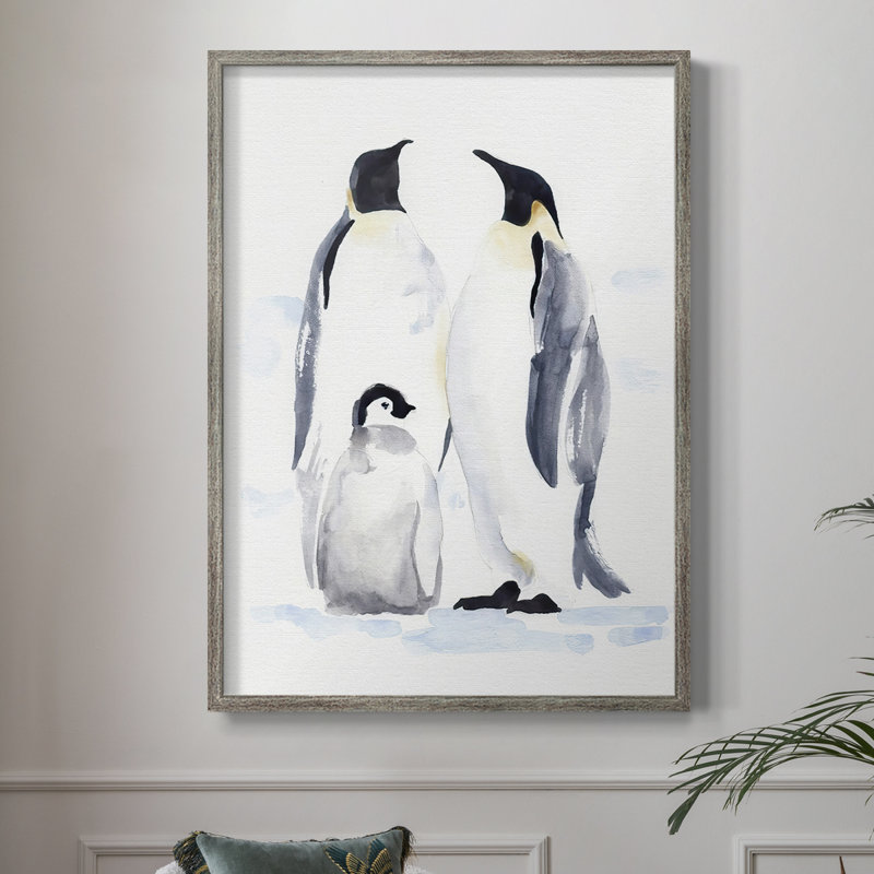 «Emperor Penguins II», reproduction encadrée - bois massif