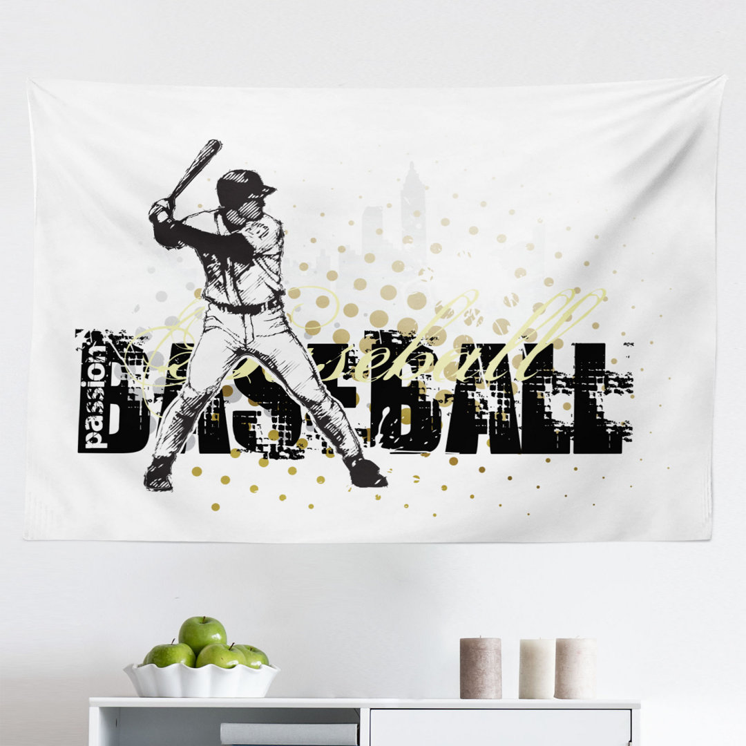 Wandbehang Softball Hintergrund Dots und Grunge Dark Lettering Batting Team Game