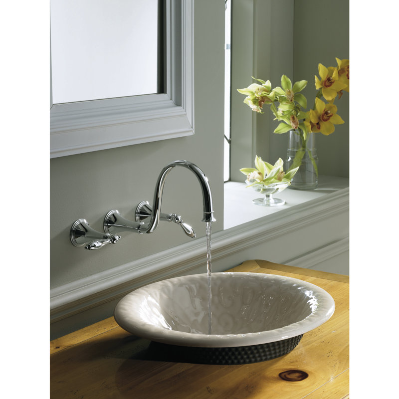 Finial Wall Mounted Bathroom Faucet, Chrome poli
