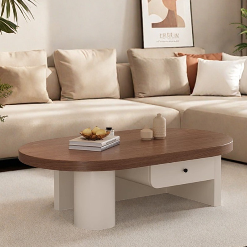 Contrasting colour and simple design coffee table, Cream