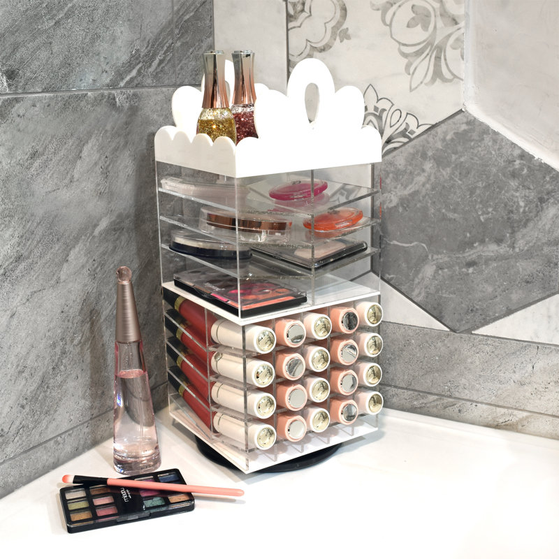 Organisateur de cosmétiques biseauté, Blanc