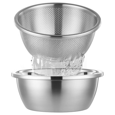 304 Stainless Steel Colander Microporous with Mixing Bowls, 2-Quart Strainers and Colanders for Kitchen