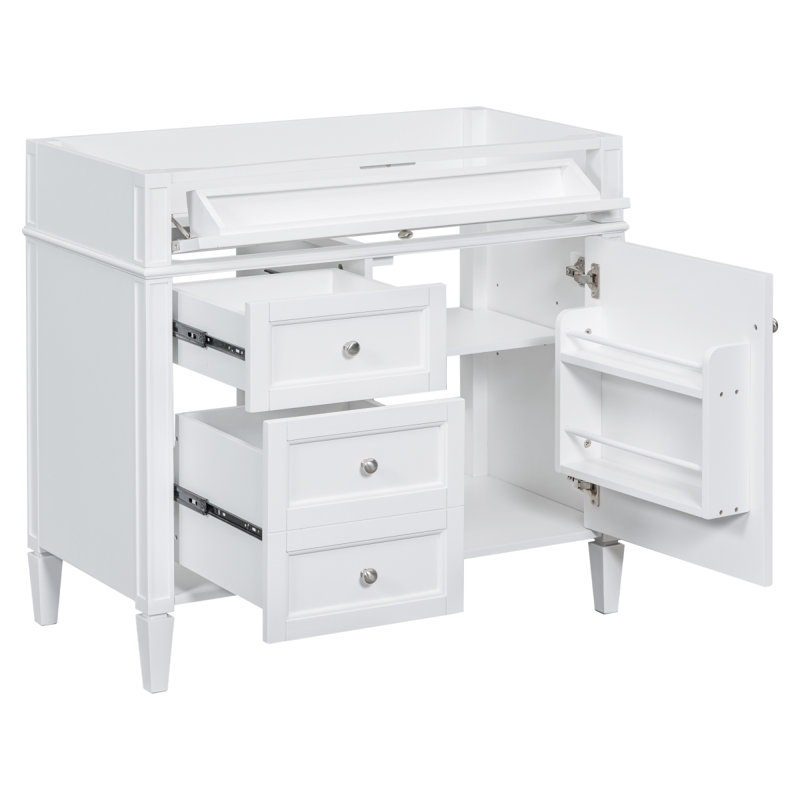 Meuble-lavabo de salle de bain sans lavabo supérieur, armoire de rangement moderne avec 5 tiroirs et tiroir basculant, meuble-lavabo de salle de bain