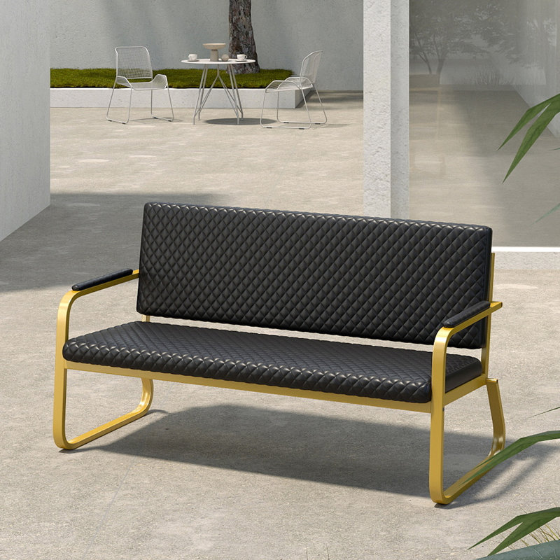 Fauteuil de bureau 56 po avec coussin épais et 2 sièges de bar avec structure en métal durable, Doré