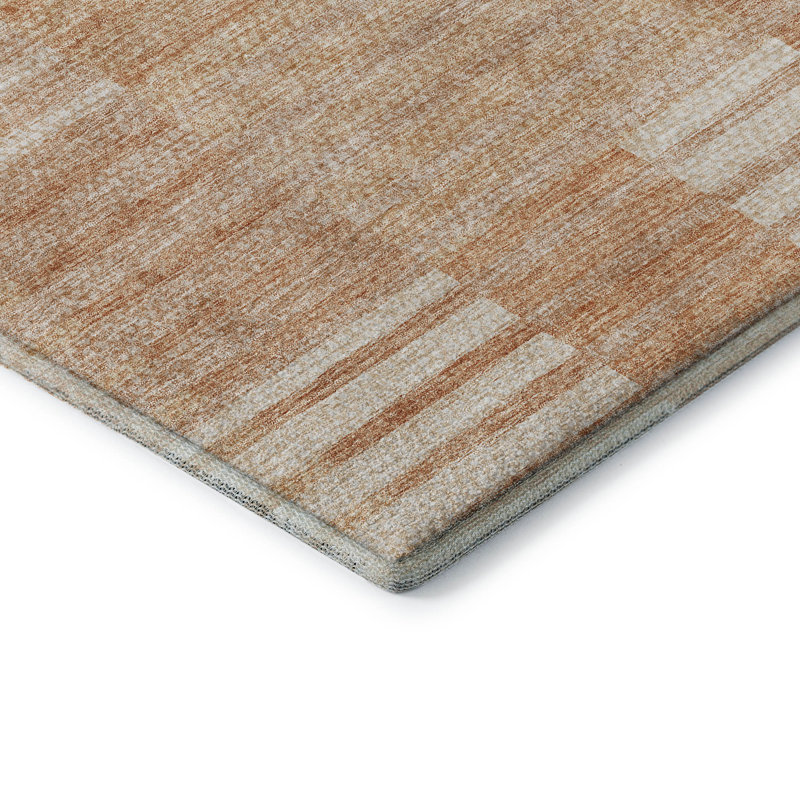 Tapis saumon Prisco lavable à la machine de qualité supérieure, Rectangulaire 3 pi x 5 pi