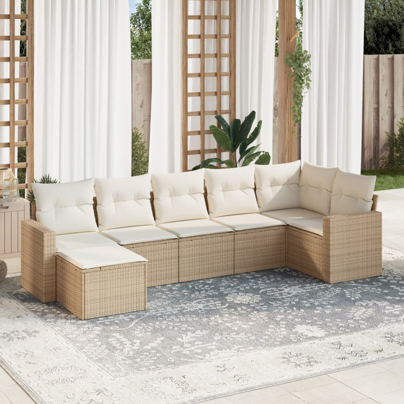 Ensemble de canapé de jardin en rotin PE, polyester, acier thermolaqué Vidaxl
