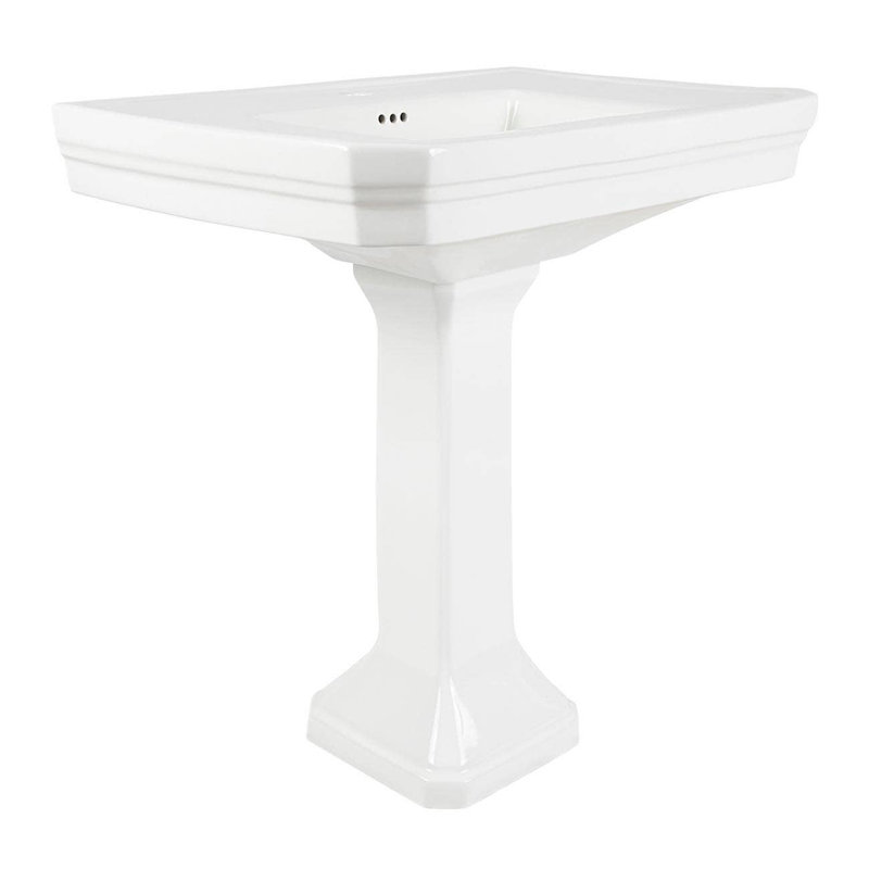 Lavabo sur pied 32 pouces - Perceuse de robinet à un trou - Blanc