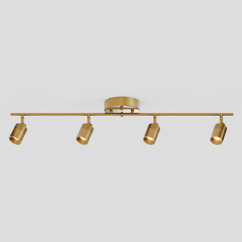 Shura 4-Light Integrated LED Track Light w/ Rotatable Heads, 3 ft. Track Lighting Kit, 3000k, 2240 Lumen, Antique Brass