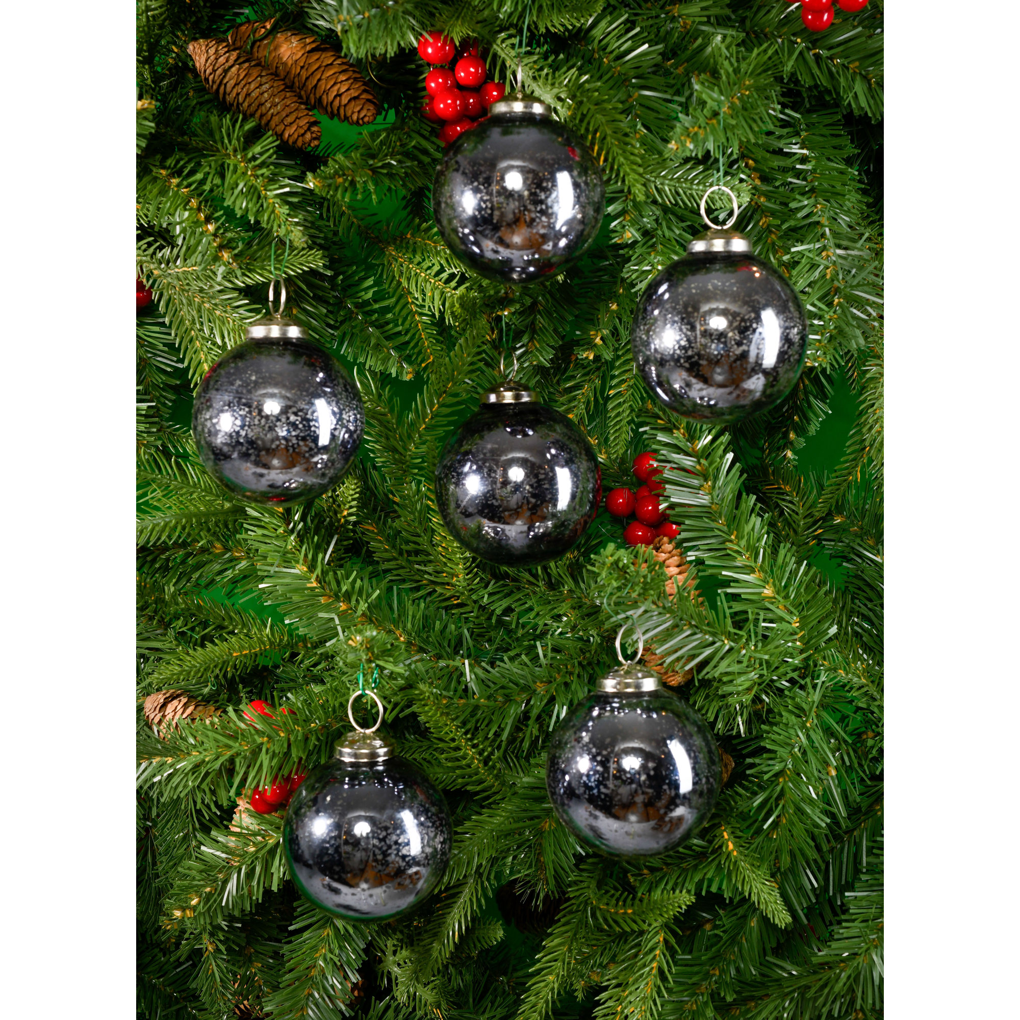 Decorative Glass Ball Ornament, Antique Platinum