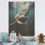 Requin bleu, photo de prédateur Apex - Art sur bois de requin sur bois de pin naturel-858099241