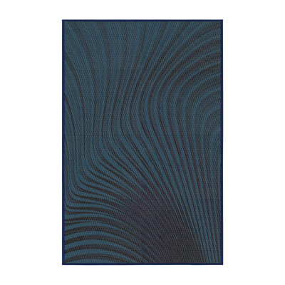 Laine tissée à la machine à motifs géométriques et polyester bleu marine/noir Tapis décoratif