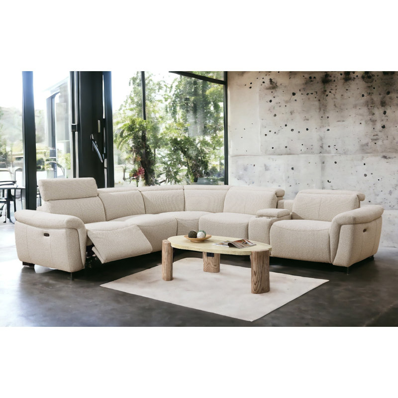 Canapé modulaire inclinable électrique pour 5 personnes Dayana Beige Boucle