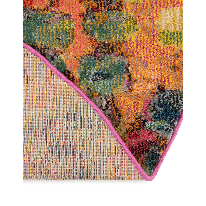 Corlenzo Washable Abstract Indoor Rug, Round 4'1" x 4'1"