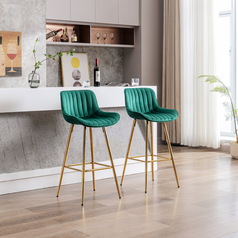 Two Pieces Bar Stools, Modern Kitchen Counter Stool With Metal Leg, Modern Barstool For Home