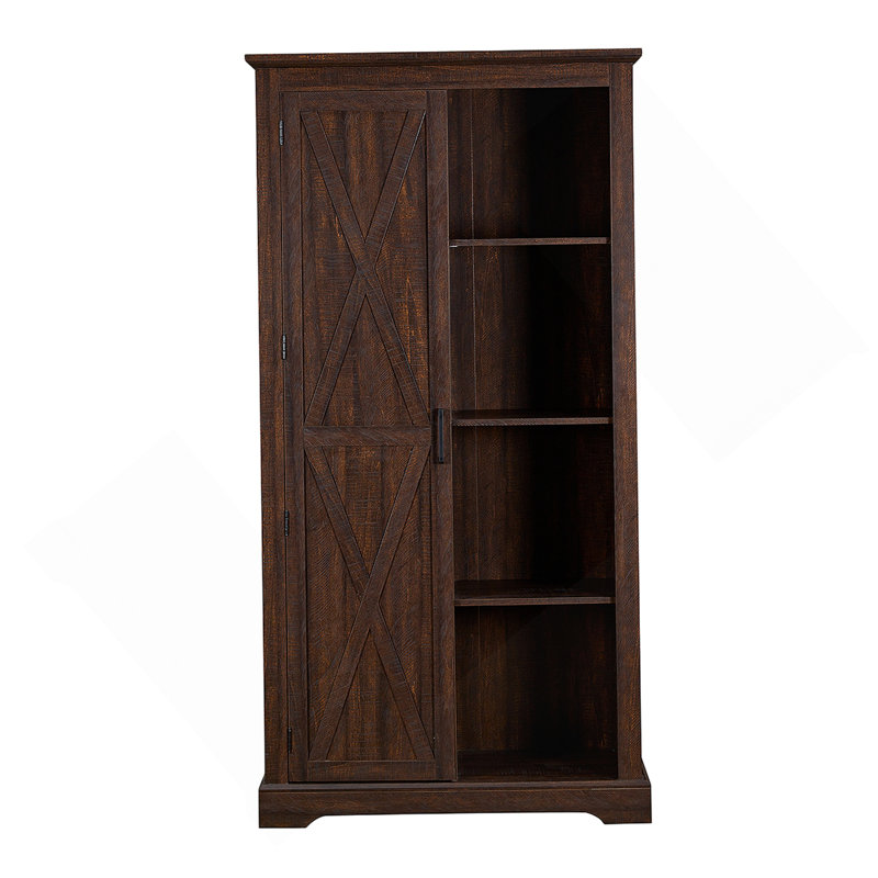 Tall Storage Cabinet, Barn Door, Rustic Farmhouse Pantry, Sliding Door, Espresso