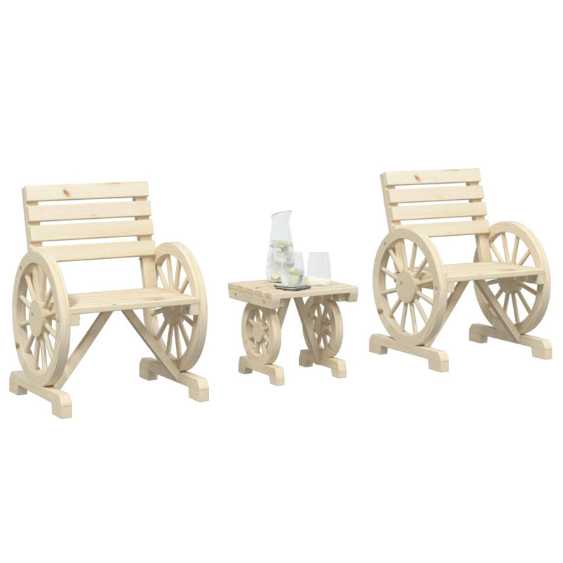 Alpen Home 3 Piece Garden Lounge Set Solid Wood Fir