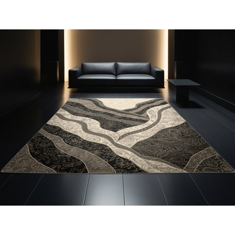 Tapis oriental gris lavable à la machine Paxon Classic - reliure grise, 7 x 10