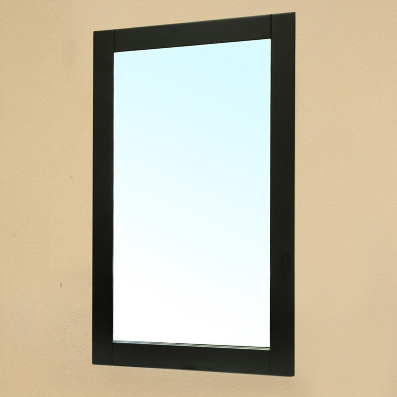 Black Wood Frame Rectangular Wall Mount Vanity Mirror