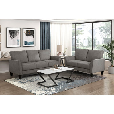 Ensemble de canapé 2 pièces avec causeuse rembourrée et siège moelleux en bois massif durable