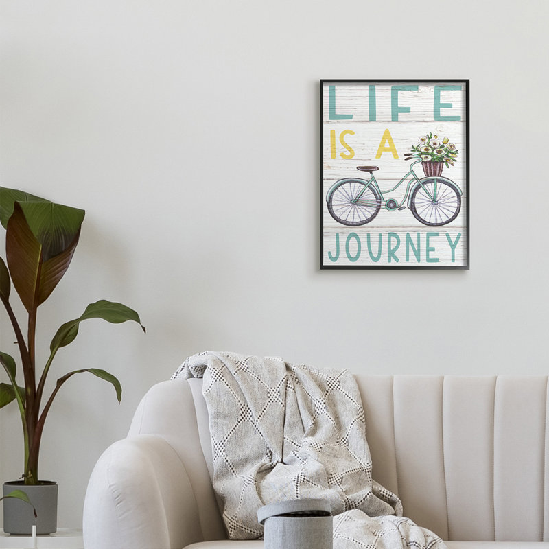 Panier de fleurs «Life's a Journey» par Elizabeth Tyndall - impression, H 20 po x l 16 po, Giclée encadrée noir minuit