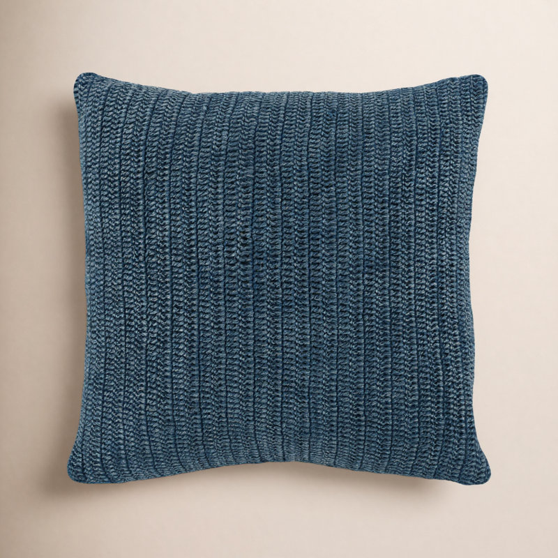 Marcie Square Pillow Cover & Insert, Rectangle 14"H x 26"W, Blue
