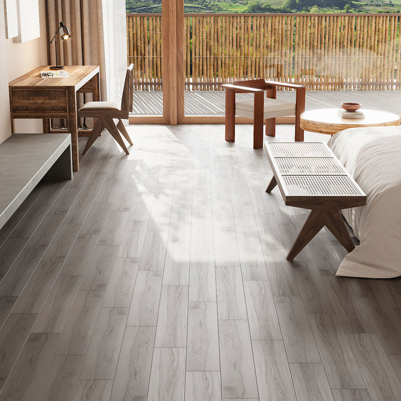 15.2x91.5 cm 36Pcs Self Adhesive PVC Flooring, White