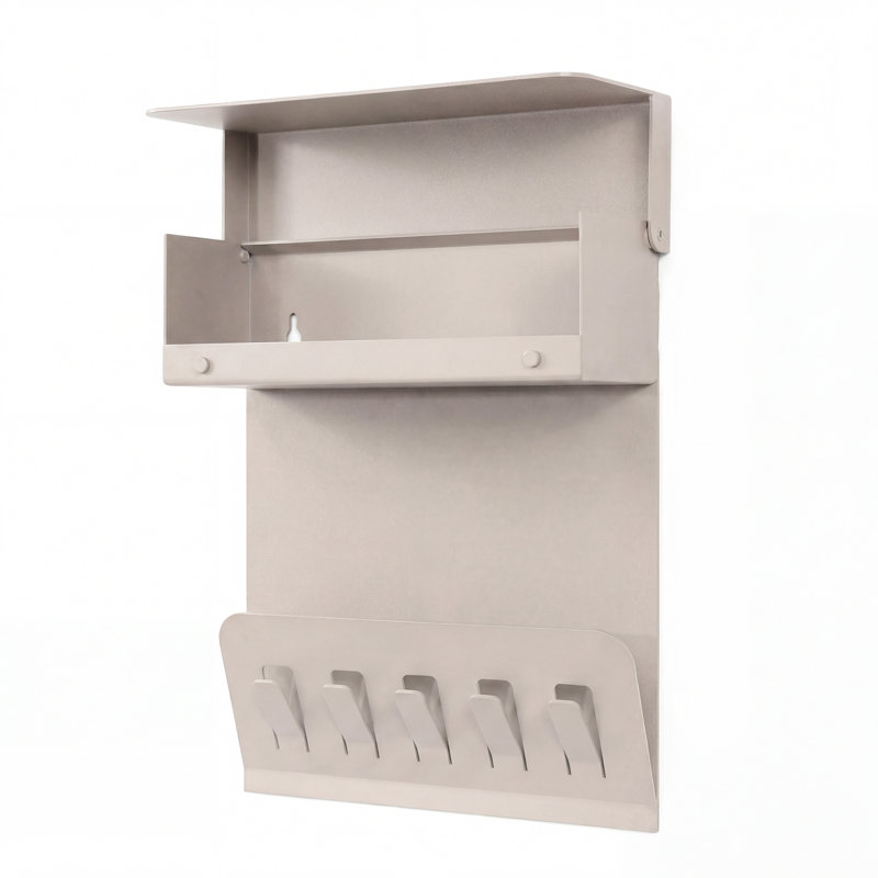 KEEPER Steel Wall 5 - Hook Coat Rack, Grey