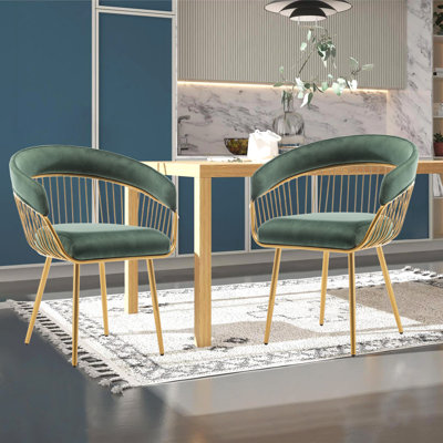 Modern Mid Century Dining Chair, Upholstered Velvet Dining Room Chairs with Metal Legs for Makeup/Living Room
