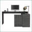 Bureaux, bureau d'ordinateur moderne en L avec ouvert Rangement fermé - Chêne fumé | Panneau de particules | Gris-121838105