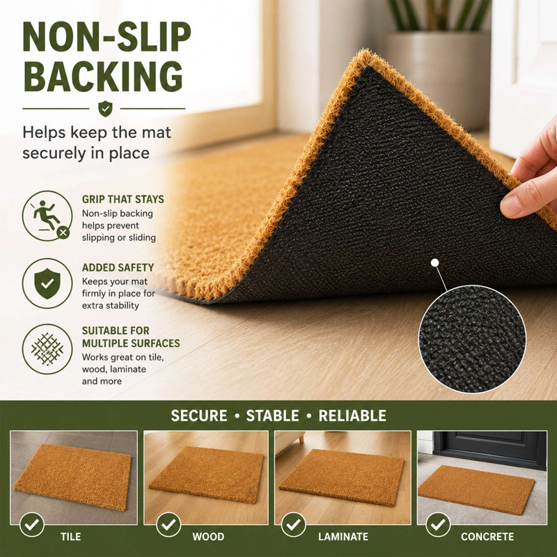 Natural Coconut Coir Doormat, Natural Coir Door Mat - 60cmx 40cm