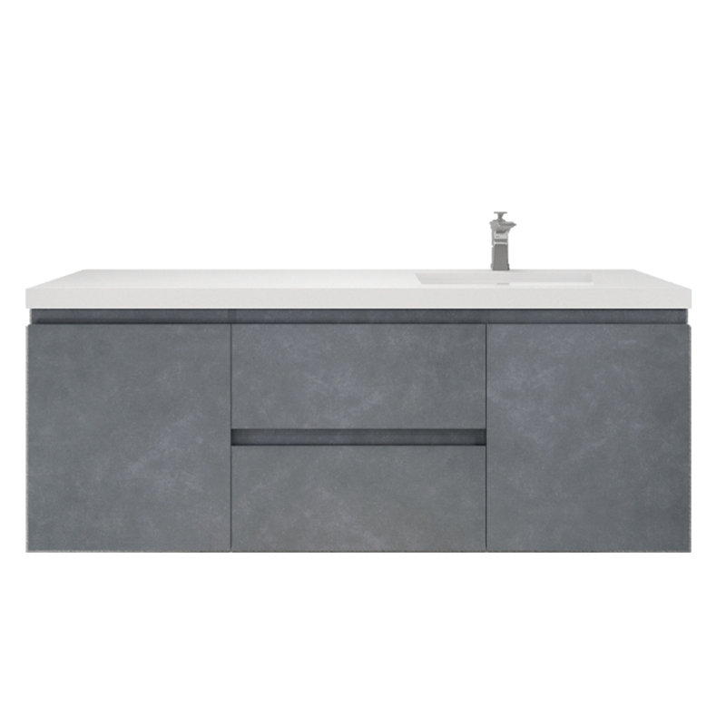 Single Bathroom Vanity with Acrylic Top, Cement Gray