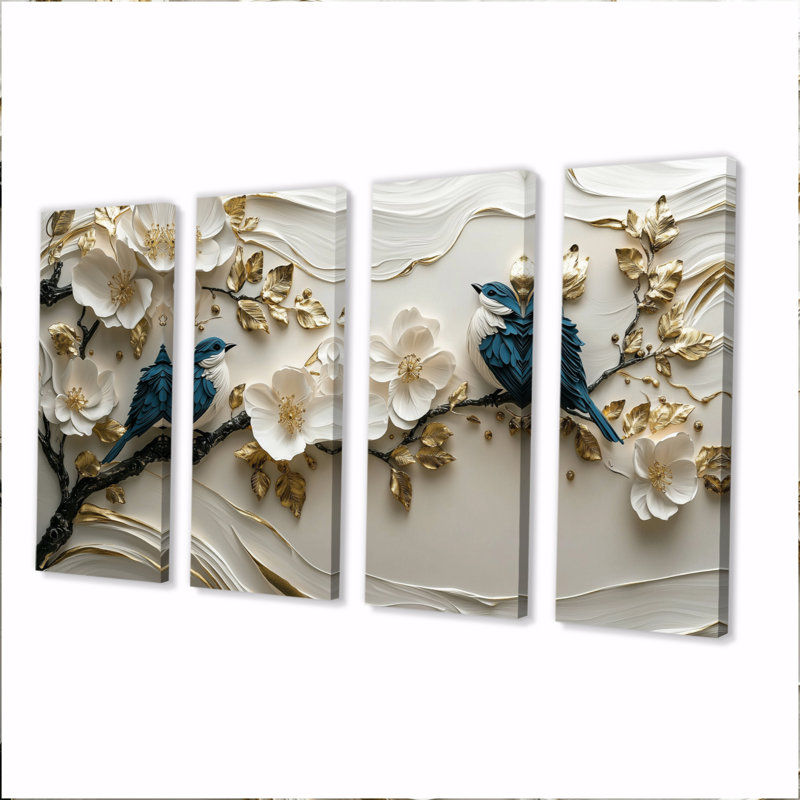 Birds Love Under A Gold White Orchid Tree Garden I - Cherry Blossom, H 28 po x l 48 po