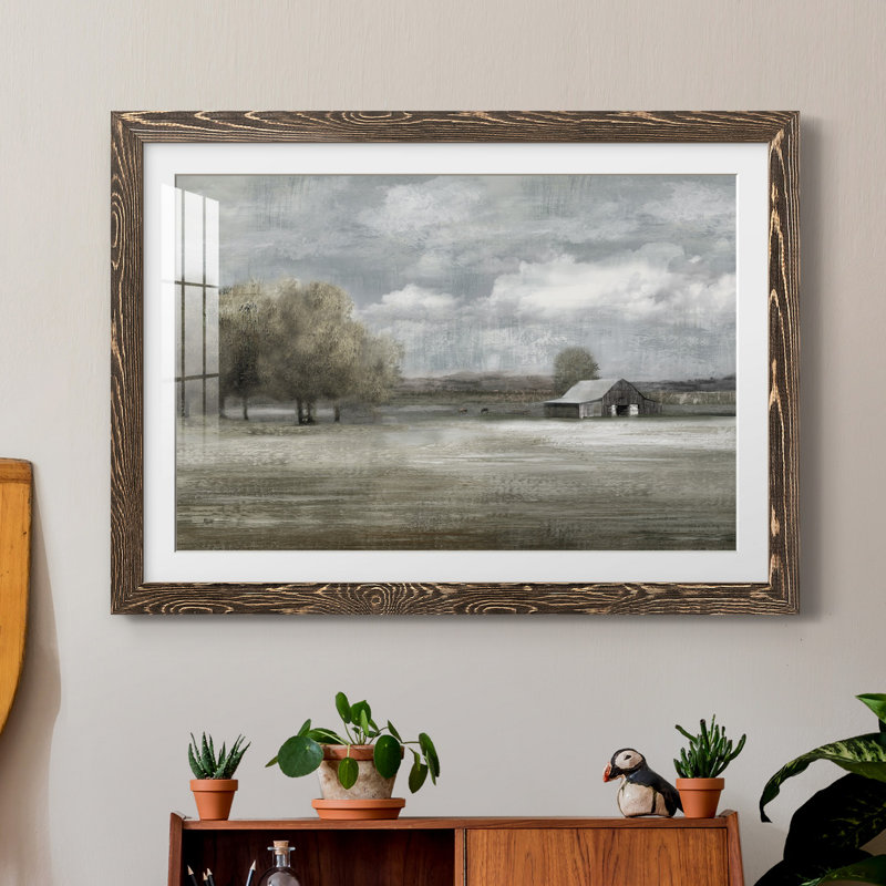 Country Quiet - Reproduction d'art graphique sur papier encadré, H 31,5 po x l 23,5 po x P 1,5 po, Papier, cadre noyer