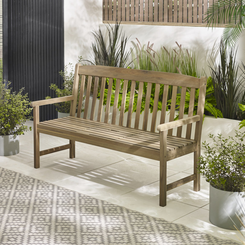 Cascio 2 Seater Solid Wood Outdoor Garden Bench with Table - Rustic Farmhouse Style