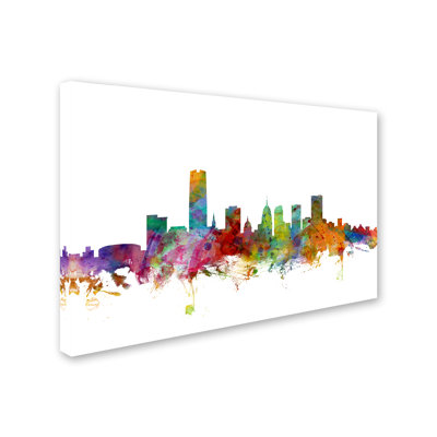 Oklahoma City Skyline' Graphic Art Print on Wrapped Canvas -  Trademark Fine Art, MT0574-C1219GG