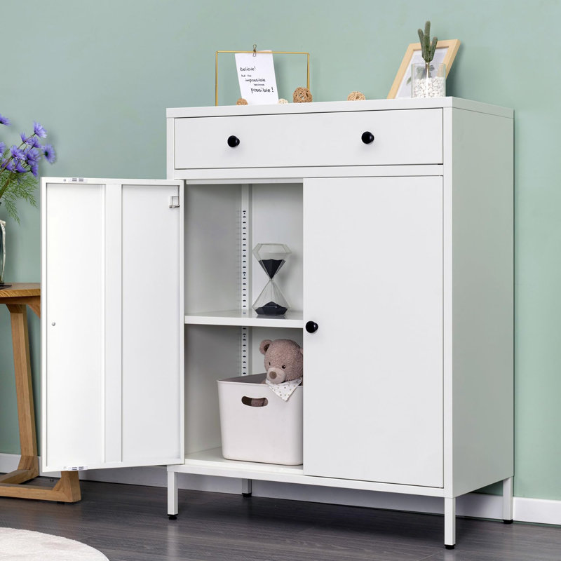 Armoire de rangement en métal, Blanc