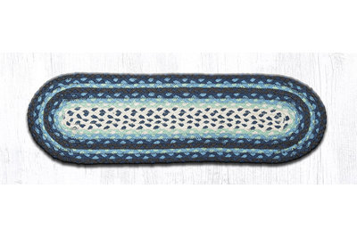  Blueberry/Cream Oval Stair Tread 27" x 8.25"