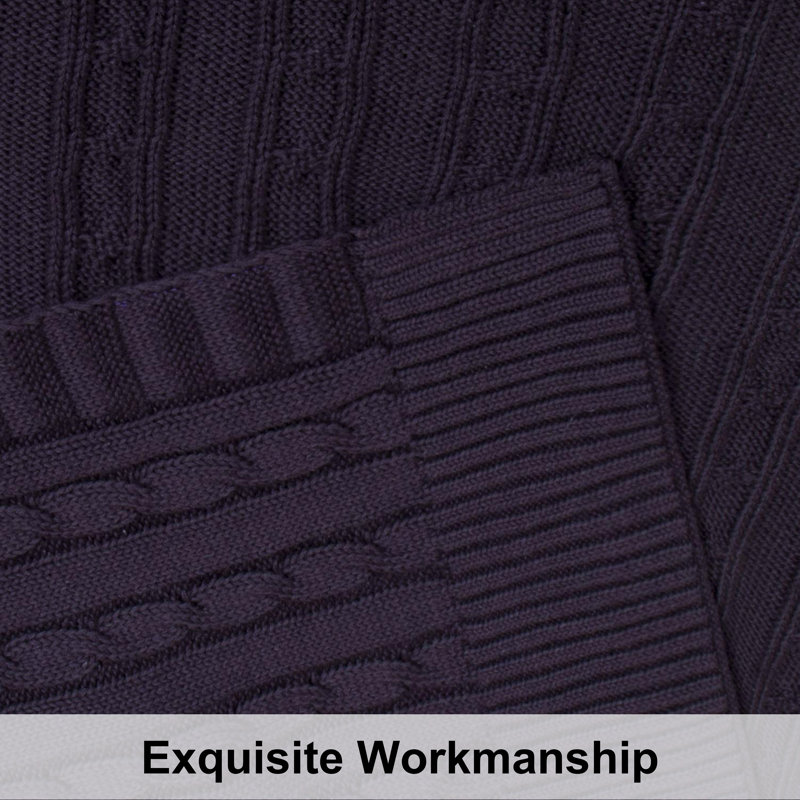 Couverture en coton tricoté , Mauve aubergine, L 67 po x l 51 po