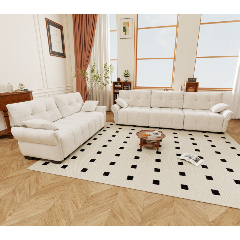 Canapé modulaire rembourré en chenille 2P + 3P, Beige