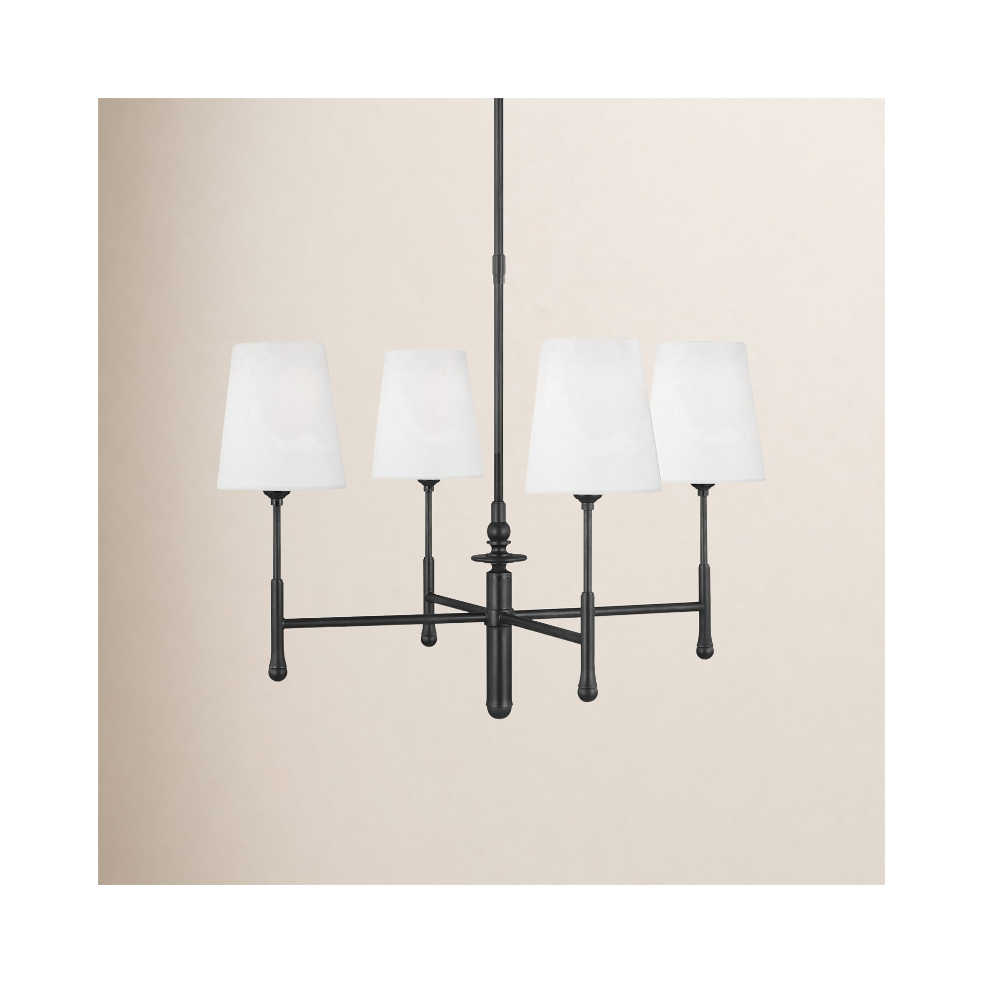 6 - Light Metal Dimmable Chandelier, Aged Iron