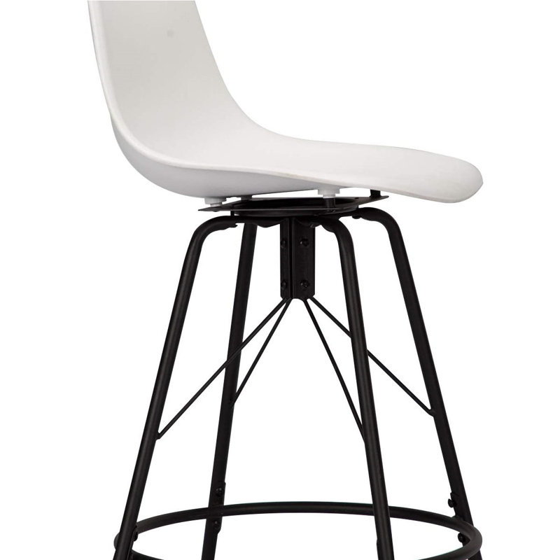 Lehman Swivel Counter Stool with Metal Frame, Bar Stool (30” Seat Height), White