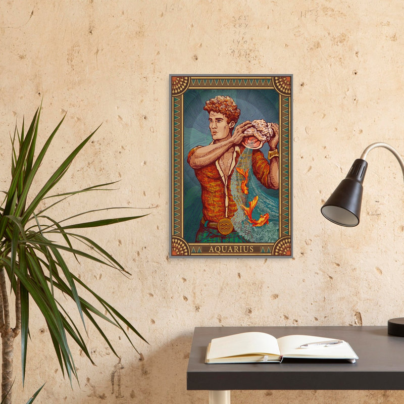 Verseau - Affiche murale vintage représentant un poisson rouge et l'océan, 24" H x 16" W